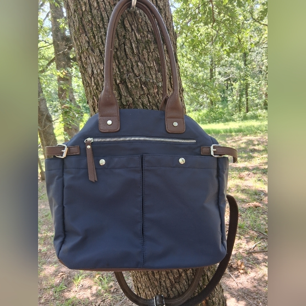 Signature Navy Blue and Brown Women's Bag